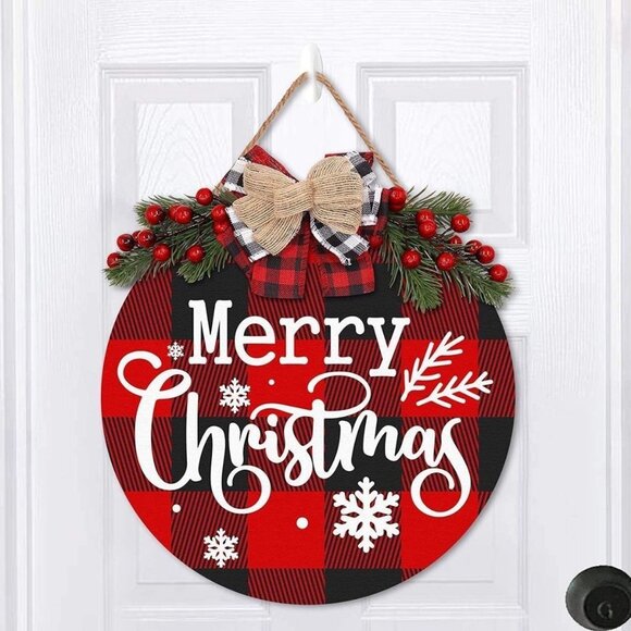 Christmas Hanging Sign - Welcome Door Plaque | Holiday Christmas Decoration - Picture 1 of 7